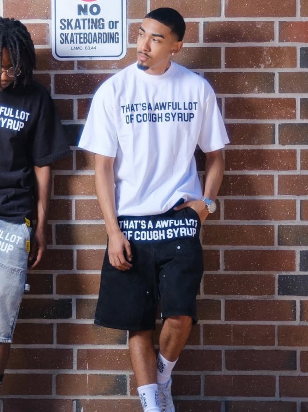 That’s A Awful Lot Of Cough Syrup Denim Carpenter Shorts Sz 40 Black Streetwear